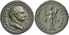 Titus, as Caesar, 69-79. Dupondius (Orichalcum, 27 mm, 13.26 g, 5 h), Rome, 72. T CAESAR VESPASIAN IMP PON TR POT COS II Radiate head of Titus to righ...