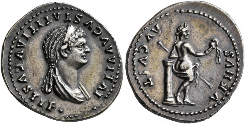 Julia Titi, Augusta, 79-90/1. Denarius (Silver, 22 mm, 3.57 g, 6 h), Rome, struc...