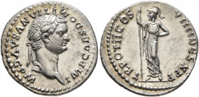 Domitian, 81-96. Denarius (Silver, 20 mm, 3.55 g, 6 h), Rome, March-September 83. IMP CAES DOMITIANVS AVG P M Laureate head of Domitian to right. Rev....