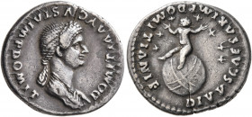 Domitia, Augusta, 82-96. Denarius (Silver, 19 mm, 3.44 g, 5 h), Rome, 82-83. DOMITIA AVGVSTA IMP DOMIT Draped bust of Domitia to right, wearing pearl ...