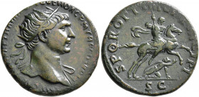 Trajan, 98-117. Dupondius (Orichalcum, 26 mm, 11.15 g, 7 h), Rome, circa 104/5-107. IMP CAES NERVAE TRAIANO AVG GER DAC P M TR P COS V P P Radiate hea...