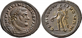 Maximianus, first reign, 286-305. Follis (Bronze, 30 mm, 10.19 g, 7 h), Londinium, circa 303-305. IMP MAXIMIANVS P F AVG Laureate and cuirassed bust o...