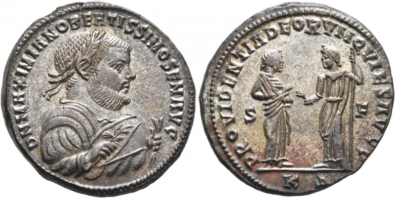 Maximianus, as Senior Augustus. Follis (Silvered bronze, 28 mm, 10.15 g, 12 h), ...