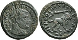 Divus Maximianus, died 310. Half Follis (Bronze, 16 mm, 2.88 g, 12 h), Rome, struck under Constantine I, 317-318. DIVO MAXIMIANO SEN FORT IMP Laureate...