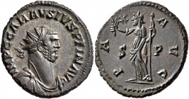 Carausius, Romano-British Emperor, 286-293. Antoninianus (Silvered bronze, 24 mm, 5.00 g, 6 h), uncertain mint (Camulodunum?), 292-293. IMP C CARAVSIV...