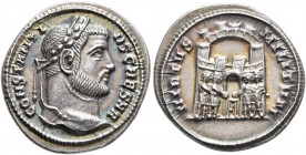 Constantius I, as Caesar, 293-305. Argenteus (Silver, 19 mm, 3.74 g, 7 h), Siscia, circa 294-295. CONSTANTI-VS CAESAR Laureate head of Constantius I t...