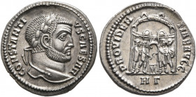 Constantius I, as Caesar, 293-305. Argenteus (Silver, 18 mm, 3.27 g, 6 h), Heraclea, circa 295-296. CONSTANTI-VS CAESAR Laureate head of Constantius I...