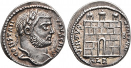 Constantius I, as Caesar, 293-305. Argenteus (Silver, 18 mm, 3.41 g, 12 h), Alexandria, circa 295-296. CONSTAN-TIVS CAES Laureate head of Constantius ...