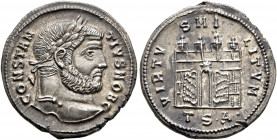 Constantius I, as Caesar, 293-305. Argenteus (Silver, 20 mm, 3.55 g, 6 h), Thessalonica, circa 301-302. CONSTAN-TIVS NOB C Laureate head of Constantiu...