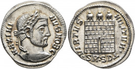 Maximinus II, as Caesar, 305-309. Argenteus (Silver, 20 mm, 3.33 g, 12 h), Serdica, 306-307. MAXIMI-NVS NOB C Laureate head of Maximinus II to right. ...