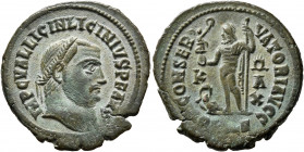 Licinius I, 308-324. Follis (Bronze, 21 mm, 3.84 g, 12 h), Alexandria, 315-316. IMP C VAL LICIN LICINIVS P F AVG Laureate head of Licinius I to right....