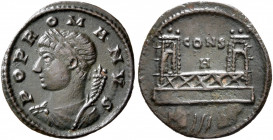 Commemorative Series, 330-354. Follis (Bronze, 14 mm, 0.92 g, 11 h), Constantinopolis, struck under Constantine I, 330. POP ROMANVS Laureate and drape...