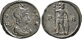Commemorative Series, 330-354. Follis (Bronze, 16 mm, 1.46 g, 6 h), Rome, struck under Constantius II, circa 348. RO-MA Helmeted and draped bust of Ro...