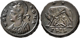 Commemorative Series, 330-354. Follis (Silvered bronze, 19 mm, 3.20 g, 12 h), Siscia, 330-333. VRBS ROMA Draped bust of Roma to left, wearing crested ...