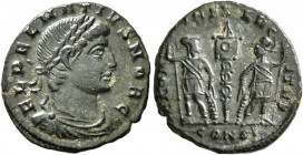 Delmatius, Caesar, 335-337. Follis (Bronze, 16 mm, 1.76 g, 12 h), Constantinopolis, struck under Constantine I, 336-337. FL DELMATIVS NOB C Laureate, ...