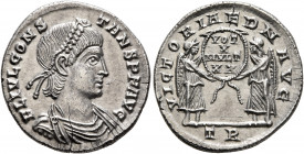 Constans, 337-350. Siliqua (Silver, 20 mm, 3.31 g, 5 h), Treveri, 342-343. FL IVL CONS-TANS P F AVG Pearl-diademed, draped and cuirassed bust of Const...