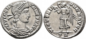 Constans, 337-350. Siliqua (Silver, 20 mm, 2.99 g, 6 h), Treveri, 347-348. FL IVL CONS-TANS P F AVG Pearl-diademed, draped and cuirassed bust of Const...