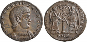 Decentius, Caesar, 350/1-353. Maiorina (Bronze, 22 mm, 5.32 g, 6 h), Ambianum, August-December 350. D N DECENTIVS NOB CAES Bare-headed and cuirassed b...