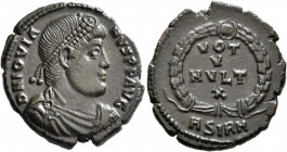 Jovian, 363-364. Follis (Bronze, 21 mm, 3.79 g, 7 h), Sirmium. D N IOVIA-NVS P F AVG Pearl-diademed, draped and cuirassed bust of Jovian to right. Rev...