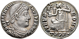 Valentinian I, 364-375. Siliqua (Silver, 17 mm, 1.67 g, 12 h), Treveri, 367-375. D N VALENTINI-ANVS P F AVG Pearl-diademed, draped and cuirassed bust ...