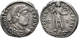 Valens, 364-378. Siliqua (Silver, 17 mm, 1.86 g, 11 h), Arelate, 364-367. D N VALEN-S P F AVG Pearl-diademed, draped and cuirassed bust of Valens to r...