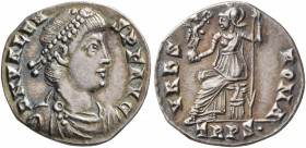 Valens, 364-378. Siliqua (Silver, 16 mm, 1.78 g, 6 h), Treveri, 367-375. D N VALEN-S P F AVG Pearl-diademed, draped and cuirassed bust of Valens to ri...