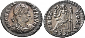 Gratian, 367-383. Siliqua (Silver, 19 mm, 2.34 g, 7 h), Treveri, 367-375. D N GRATIA-NVS P F AVG Pearl-diademed, draped and cuirassed bust of Gratian ...