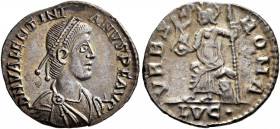 Valentinian II, 375-392. Siliqua (Silver, 18 mm, 1.92 g, 12 h), Lugdunum, 388-392. D N VALENTINI-ANVS P F AVG Pearl-diademed, draped and cuirassed bus...