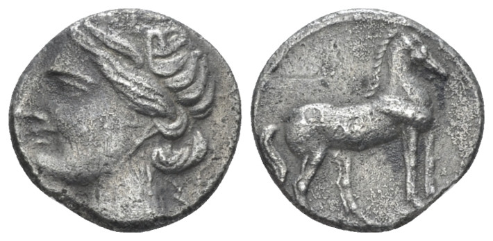 Bruttium, Locri (The Carthaginians in Magna Grecia) Quarter of shekel circa 215-...