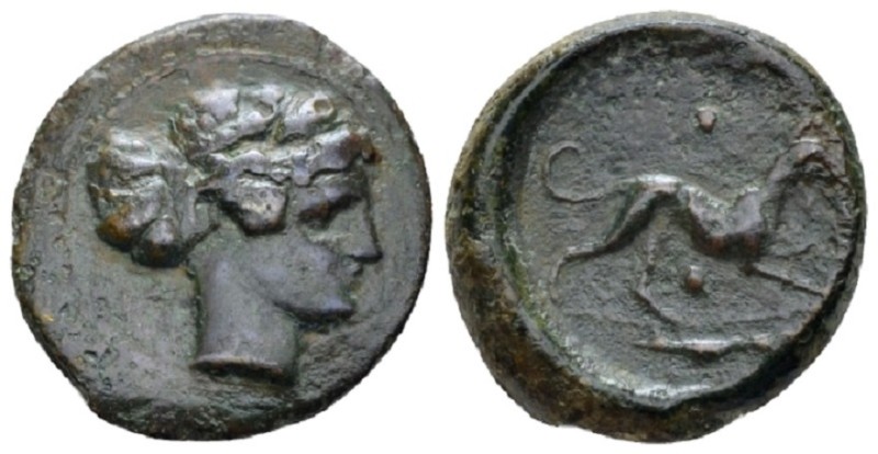 Sicily, Segesta Hexas circa 400-390, Æ 19.00 mm., 5.80 g.
Head of nymph r. Rev....