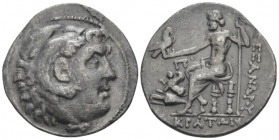 Kingdom of Macedon, Alexander III, 336 – 323 and posthmous issues Chios Tetradrachm circa 190-165, AR 31.00 mm., 15.90 g.
Head of Herakles r., wearin...
