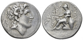 Kingdom of Thrace, Lysimachus, 305-281 BC. Magnesia on the Maeander Tetradrachm circa 297-281, AR 31.00 mm., 16.64 g.
Diademed head of the deified Al...