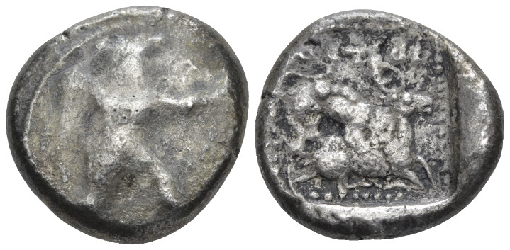 Cyprus, Citium Stater circa 449-425, AR , 
Heracles in fighting stance r., wear...