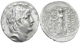 The Seleucid Kings, ntiochus VII Evergetes, 138-129 Antioch on the Orontes Tetradrachm circa 138-129, AR 29.00 mm., 16.39 g.
Diademed head r. Rev. At...