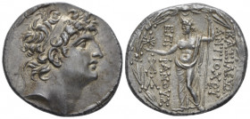 The Seleucid Kings, Antiochus VIII Epiphanes, 121-96. Antioch Tetradrachm circa 112-110, AR 29.00 mm., 16.49 g.
Diademed head r., Rv. BAΣIΛEΩΣ ANTIOX...
