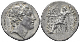 The Seleucid Kings, Antiochus IV, 175-164 Antiochia Tetradrachm circa 173-168, AR 30.00 mm., 15.69 g.
Diademed head r., stars at ends of diadem ribbo...