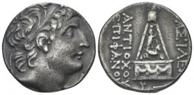 The Seleucid Kings, Antiochus VIII, 121-96 Tarsus Tetradrachm circa 121-114, AR 24.00 mm., 16.47 g.
Diademed head r. Rev. Garlanded altar with triang...