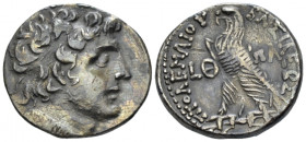 The Ptolemies, Ptolemy IX, 116-80 Paphos Tetradrachm circa 108-107, AR 25.00 mm., 13.63 g.
Diademed head r., aegis at shoulder. Rev.: Eagle standing ...