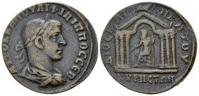 Cyrrhestica, Cyrrhus Philip I, 244-249 Bronze circa 247-249, Æ 28.70 mm., 8.02 g.
Laureate, draped, and cuirassed bust r. Rev. Zeus Kataibates, with ...