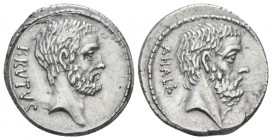 M. Iunius Brutus. Denarius circa 54, AR 18.40 mm., 3.89 g.
BRVTVS Head of L. Iunius Brutus r. Rev. AHALA Head of C. Servilius Ahala r. Babelon Julia ...