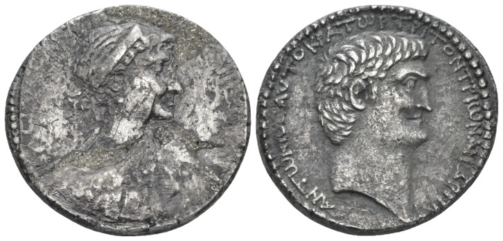 Cleopatra and Marcus Antonius. Tetradrachm circa 36-34, AR 26.20 mm., 10.87 g.
...