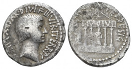 C. Caesar Octavianus. Denarius mint moving with Octavian 36, AR 18.50 mm., 3.55 g.
IMP·CAESAR·DIVI·F·III· VIR·ITER·R·P·C Head of Octavian r., slightl...