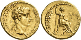 Tiberius augustus, 14 – 37 
Aureus, Lugdunum 14-37, AV 7.69 g. TI CAESAR DIVI – AVG F AVGVSTVS Laureate head r. Rev. PONTIF – MAXIM Draped female fig...