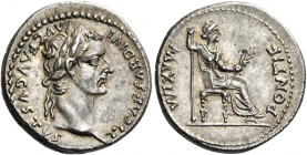 Tiberius augustus, 14 – 37 
Denarius, Lugdunum 14-37, AR 3.84 g. TI CAESAR DIVI – AVG F AVGVSTVS Laureate head r. Rev. PONTIF – MAXIM Draped female f...
