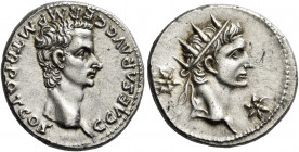 Gaius augustus, 37 – 41 
Denarius, Lugdunum 37-38, AR 3.73 g. C CAESAR AVG GERM P M TR POT COS Bare head of Gaius r. Rev. Radiate head of Augustus or...