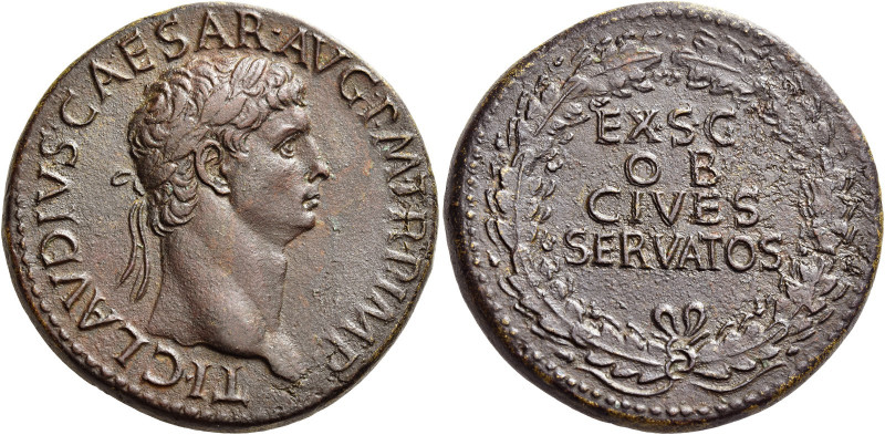 Claudius augustus, 41 – 54 
Sestertius circa 41-50 and later, Æ 28.72 g. TI CLA...