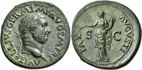 Vitellius, April –December 69 
Sestertius late April-December 69, Æ 28.01 g. A VITELLIVS GERM IMP AVG P M TR P Laureate head r. Rev. PAX AVGVSTI / S ...