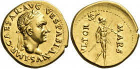 Vespasian, 69 – 79 
Aureus, Tarraco (?) circa late 69 to 70, AV 7.32 g. IMP CAESAR AVG VESPASIANVS Laureate head r. Rev. MARS – VLTOR Mars advancing ...