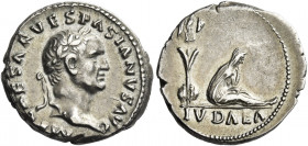 Vespasian, 69 – 79 
Denarius 69-70, AR 3.55 g. [IMP CA]ESAR VESPASIANVS AVG Laureate head r. Rev. IVDAEA Judaea seated r. in attitude of mourning; be...