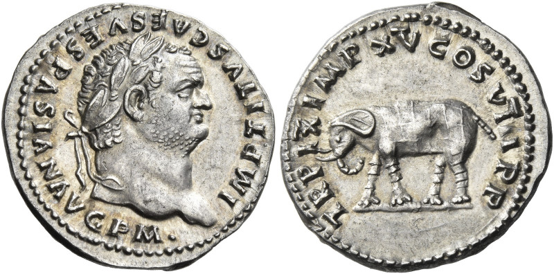 Titus augustus, 79 – 81 
Denarius 1st January-30th June 80, AR 3.49 g. IMP TITV...